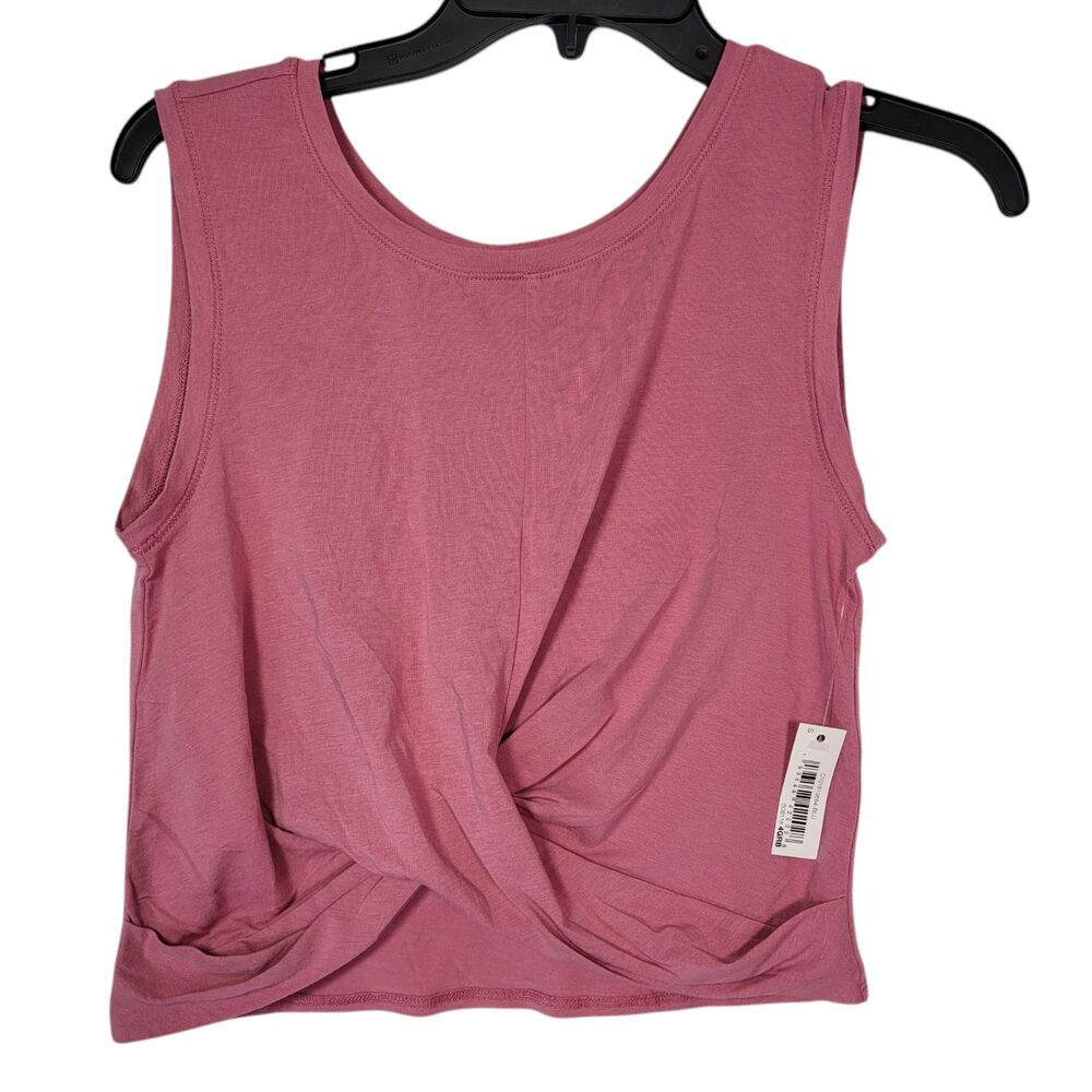 Core Women Yoga Cropped Twist Front Crop Top Sleeveless Athletic Pink Size Small
